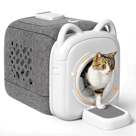 Automatic Cat Self Groomer 360° Surround Skin Friendly Grooming Supplies Self Cleaning Brush with Cat Tongue Mimicry and Treat Dispenser Reduce Shedding and Hairballs Smart Comb for All Cats