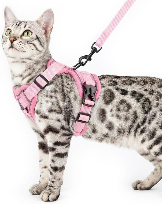 Cat Harness and Leash Set Escape Proof Tactical Extra Large Kitten Harness Emotional Support Cat Vest, Pink, XXL