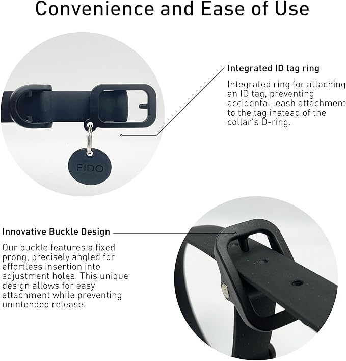 Waterproof Dog Collar - Durable, Comfortable and Adjustable Outdoor Dog Collar with Wear Resistant Buckle and ID Tag Ring for Large Dogs by Nuvuq (Black, Large)