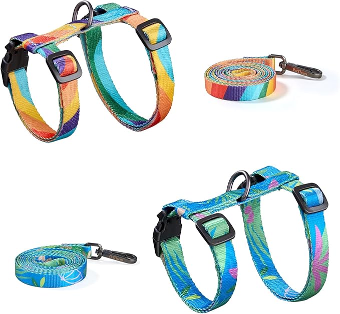 Cat Harness and Leash Set - Escape Proof Adjustable Cat Harness, Comfortable Soft Lightweight, Use Safe & Easy, Walking Travel Kitten Harness for Small Medium Large Cats (Yellow & Green)