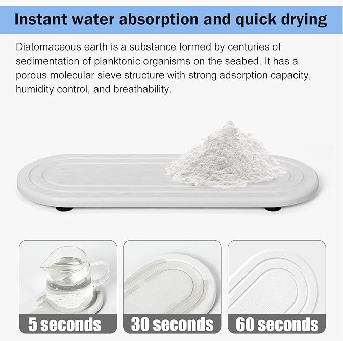2PCS Water Absorbing Stone Tray, Fast Drying Diatomite Stone Sink Tray, Water Absorbent Diatomite Coasters, Stones Soap Trays for Kitchen Sink, Bathroom Counter Hand Soap Dish & Holders