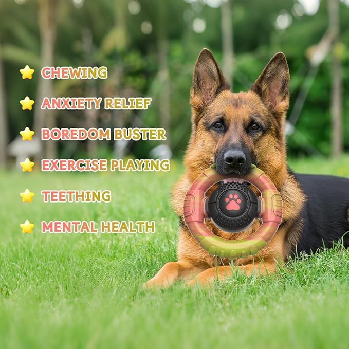 Dog Toys for Aggressive Chewers Large Medium Breed, Indestructible Squeaky Dog Chew Toys, Tough Nylon Rubber Interactive Dog Toys to Keep Them Busy