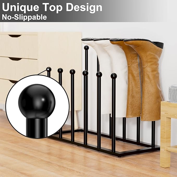 pickpiff Free Standing Shoe Racks - Black Metal Boot Rack for Dorm Room, Closet, Entryway, Bedroom, Patio Outdoor, Hallway, Black, Shoe Storage Fit for 6 Pairs