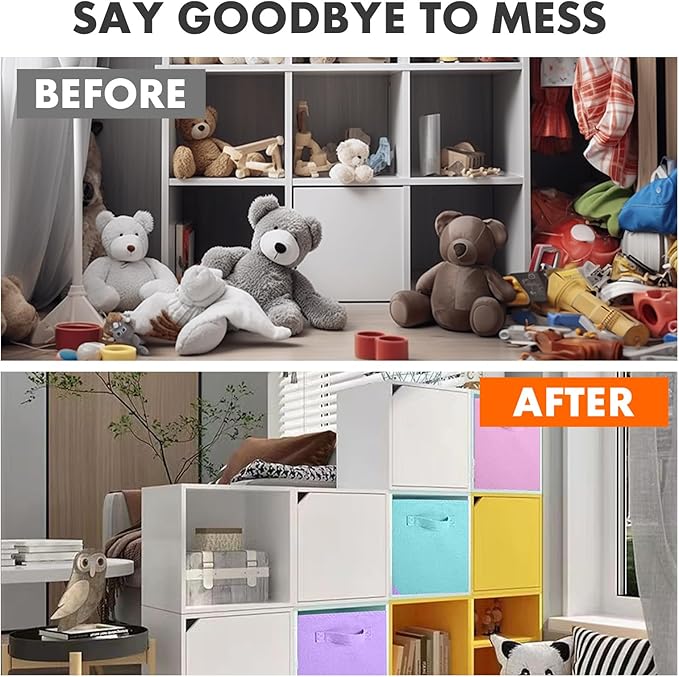 ShellKingdom Storage Bins, Foldable Fabric Storage Cubes And Cloth Storage Organizer Drawer For Closet And Toys Storage, 6 Pack (Lavender+Light Blue+Pink)