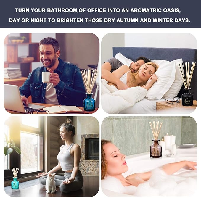 HOSSIAN Diffuser Glass Bottles Black -Empty Reed Diffuser Bottle with Sticks- Fragrance Accessories use for DIY Replacement Reed Diffuser Sets (4 Color)