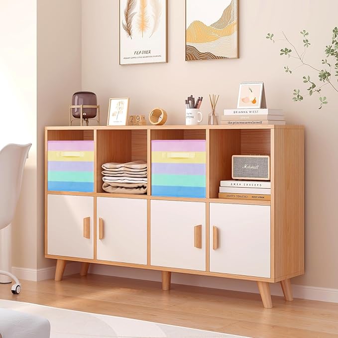 ShellKingdom Foldable Fabric Storage Cubes And Cloth Organizer Drawer For Closet And Toys, 2 Pack (Rainbow)