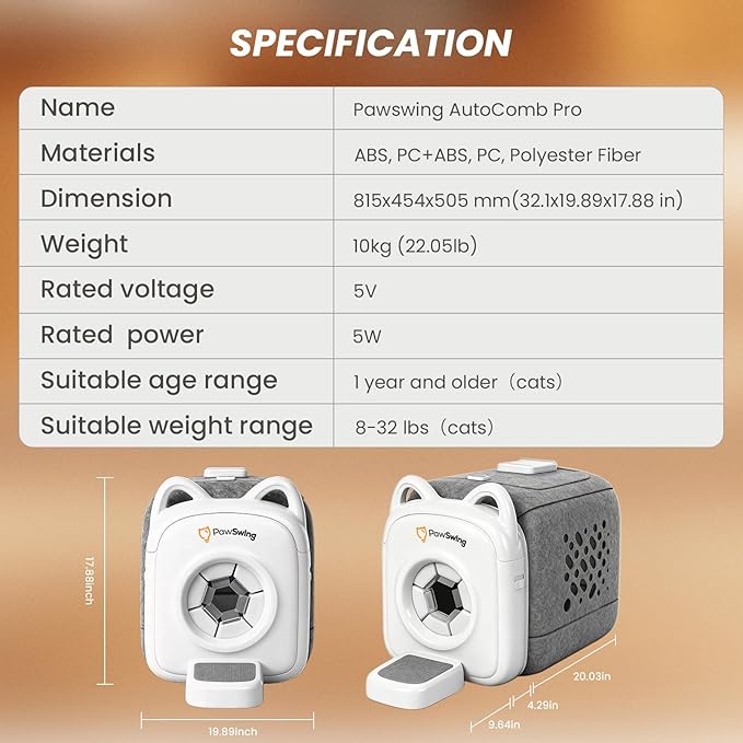 Automatic Cat Self Groomer 360° Surround Skin Friendly Grooming Supplies Self Cleaning Brush with Cat Tongue Mimicry and Treat Dispenser Reduce Shedding and Hairballs Smart Comb for All Cats