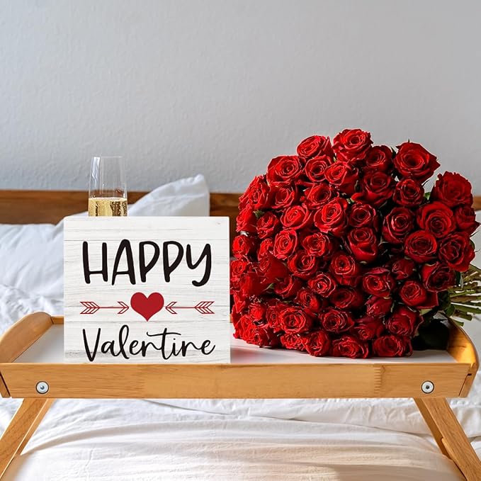 Happy Valentines Decoration for Home Valentine Decor for Kitchen Table Rustic Valentine'S Day Decor Gifts Boyfriend Girlfriend 5 X 5 Inches