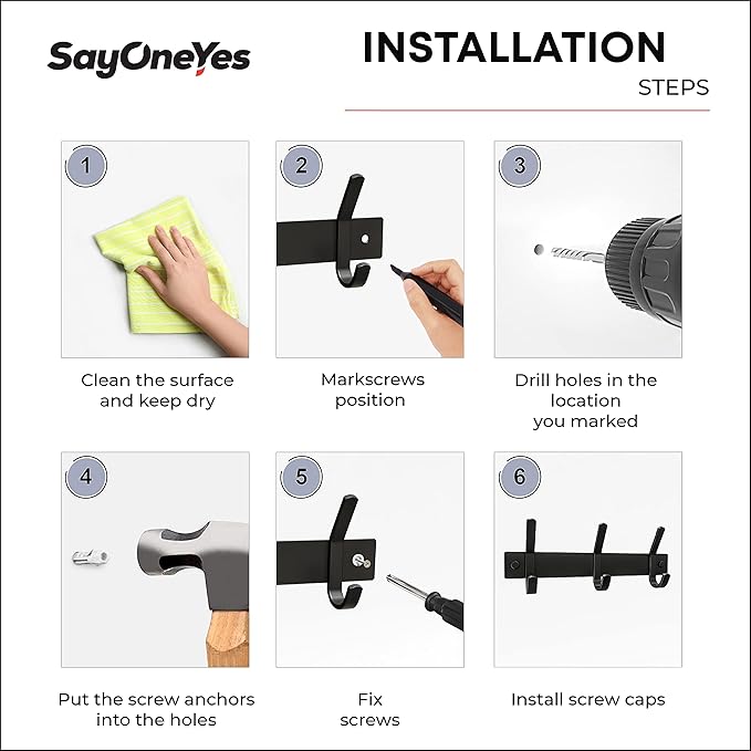 Matte Black Small Coat Rack Wall Mount – 9 Inch Stainless Steel Hook Rail with 3 Double Coat Hooks – Wall Mounted Entryway Organizer for Coats, Hats, Bags, Towels, Robes, Closet or Bathroom