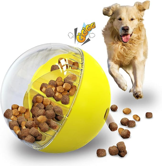Interactive Dog Treat Toy, Mental Stimulation and Enrichment, Yellow