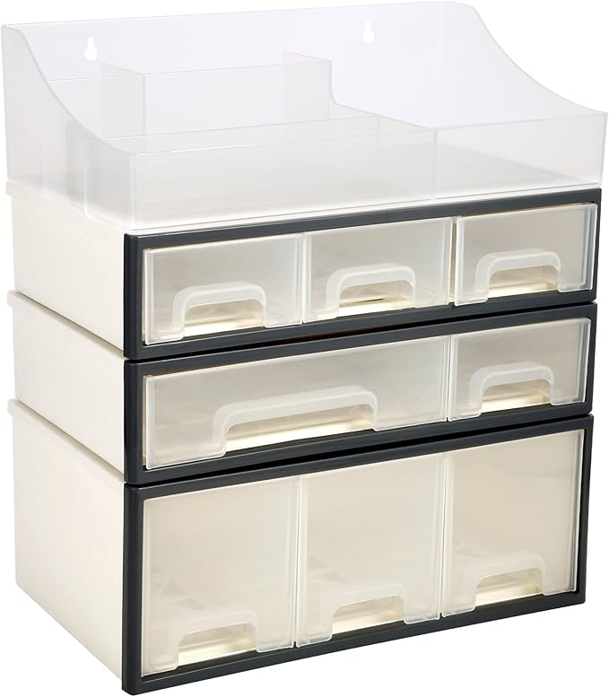 Cosmetic Storage Box - Makeup & Drug Organizer, 4-Piece 8-Drawer, 5-Slot, Transparent