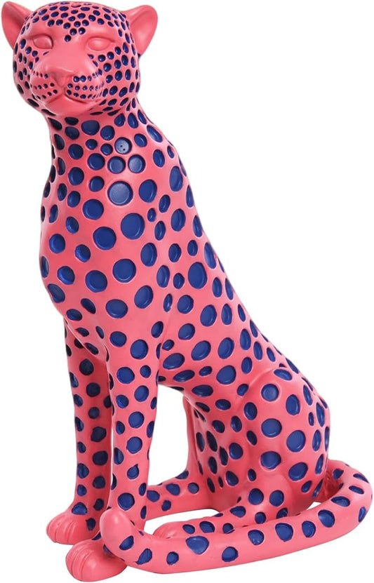 Quoowiit Statues for Home Decor, Modern Sculptures and Statues Decorations for Living Room, Bedroom, Table, Bookshelf, White Resin Leopard Art Decorative Sculpture with Black Polka Dots Design