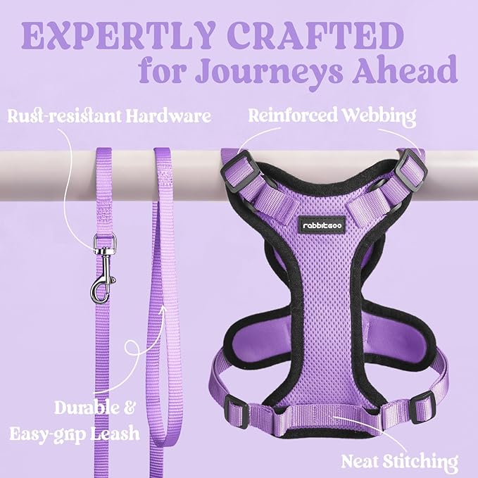 rabbitgoo Cat Harness and Leash for Walking, Escape Proof Soft Adjustable Vest Harnesses for Cats, Easy Control Breathable Reflective Strips Jacket, Light Purple, XXS
