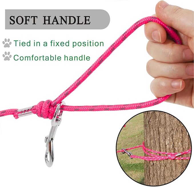 Reflective Cat Leash -30FT Cat Cable Out Escape Proof Walking Yard Long Durable Safe Leash Traning Play Outdoor for Puppies/Kittens/Small Animals(Hotpink)