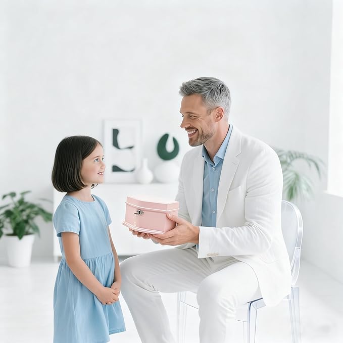 Ballerina Musical Jewelry Box with Mirror Lock for Girls Wooden Jewelry Storage Music Chest Perfect Gifts for Kids,Great gifts for Christmas and all Holidays (Pink-M)