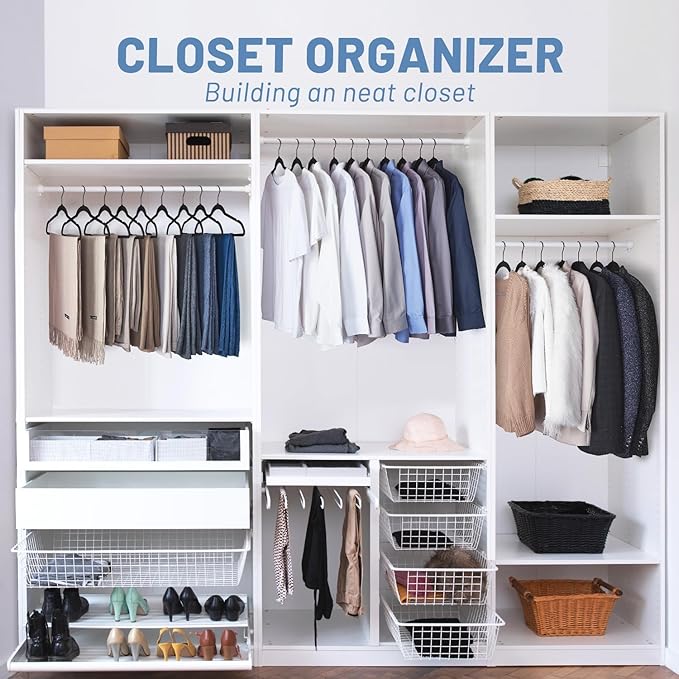 HOUSE DAY Black Velvet Hangers 60 Pack, Non Slip Felt Hanger, Slim Velvet Clothes Hangers for Suits, Shirt, Heavy Duty Coat Hanger for Closet