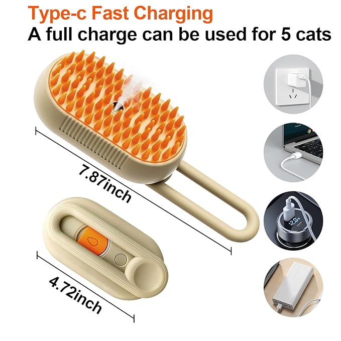 4-in-1 Steam Brush for Dogs & Cats - Pet Grooming Brush with Steam, Deshedding, Bath Spray & Massage, Professional Grooming Tool for Indoor Cats and Long/Short Hair Pets (Green)