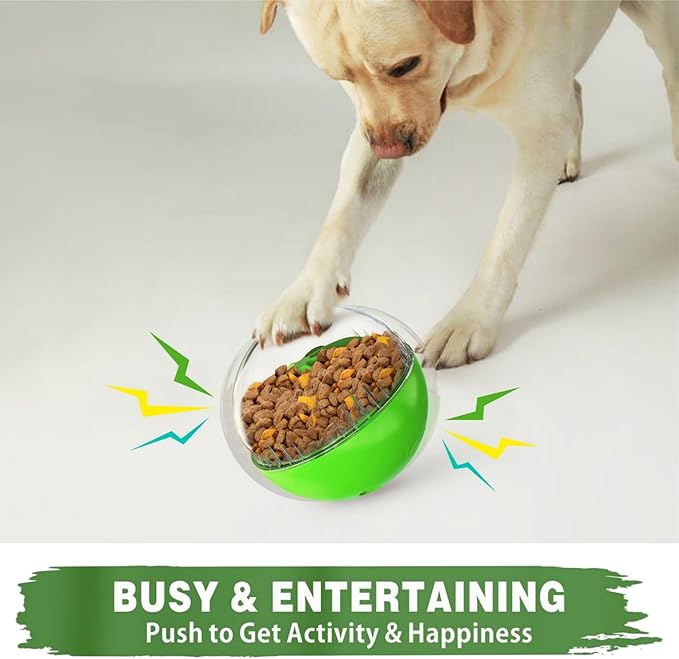 Enrichment Interactive Dog Treat Toy - Level 1 Mental Stimulation for Dogs, Dog Toys for Boredom Busy (Beginner-Green 5.6" Squeaky Ball)