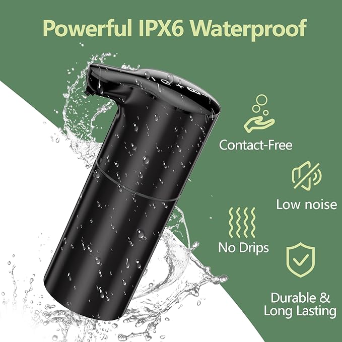 YIKHOM Automatic Foaming Soap Dispenser, 15.37 oz/450mL Touchless Sensor Soap Dispenser for Kitchen Bathroom, 8 Adjustable Volume Control, 2000mAh Battery Rechargeable, Hands Free Foam Soap Pump