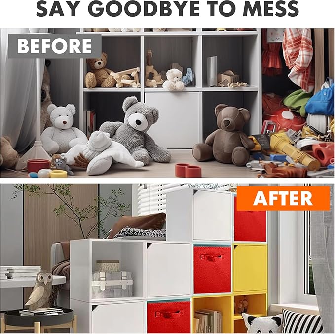 ShellKingdom Storage Bins, Foldable Fabric Storage Cubes and Cloth Storage Organizer Drawer for Closet and Toys Storage, 2 Pack (Red)