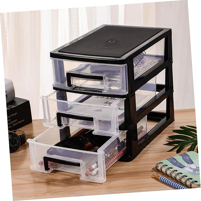 Clear Desktop Drawer Storage Organizer Rack Three-layer Transparent Cabinet for Efficient Space Management for Makeup Office Supplies and Home Organization