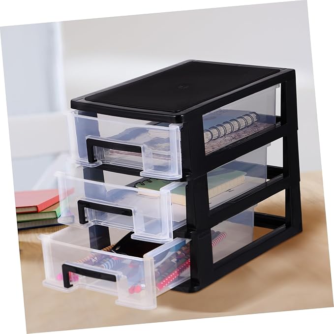 Clear Desktop Drawer Storage Organizer Rack Three-layer Transparent Cabinet for Efficient Space Management for Makeup Office Supplies and Home Organization