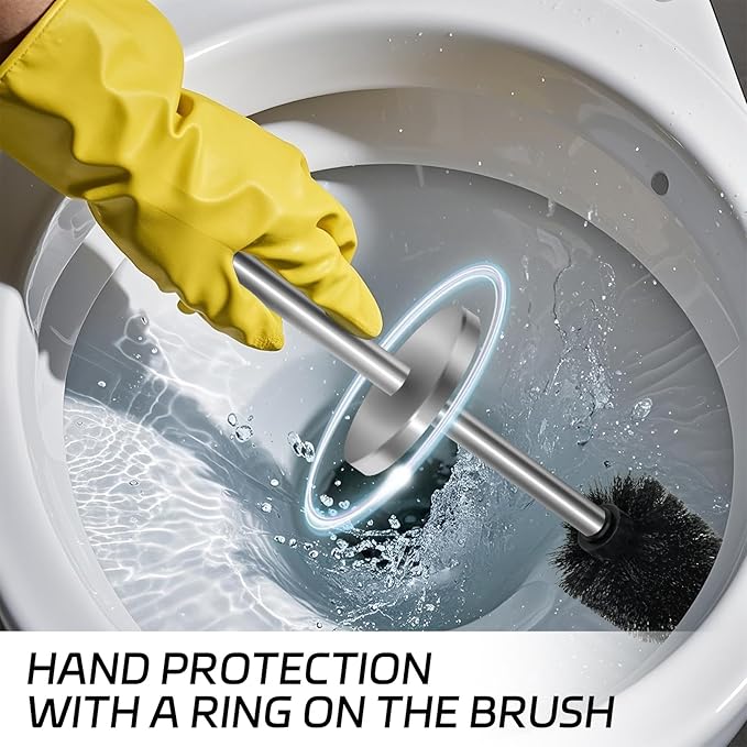 Stainless Steel Toilet Brush with Holder Set for Bathroom Storage and Organization Toilet Bowl Cleaner Brush and Holder (1, Silver)