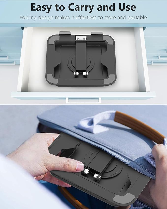 NTMY Adjustable Laptop Stand for Desk,360 Rotating Laptop Stand,Foldable Laptop Stand,Computer Stand for Laptop,MacBook Pro Stand,Metal Laptop Stand,Fits for All 10-16" Laptops-Black