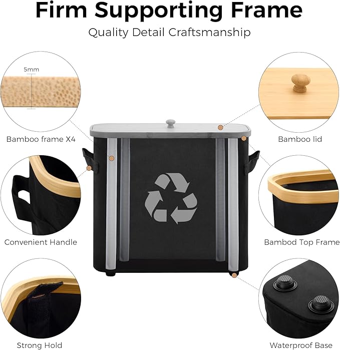 MinBoo Toilet Paper Basket, Storage with Lid, Toilet Paper Organizer for Bathroom, Free Standing Toilet Paper Holder with Storage,Black