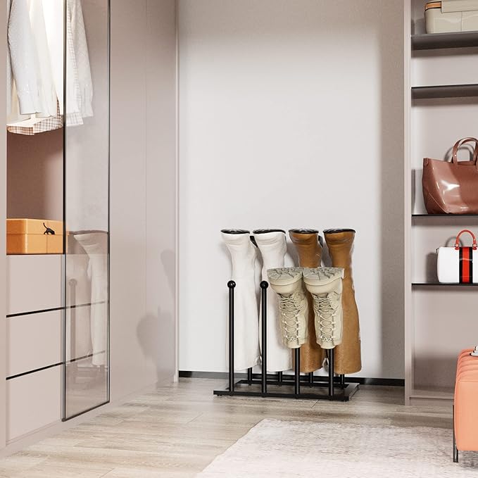 pickpiff Free Standing Shoe Racks - Black Metal Boot Rack, Shoe Organizer for Dorm Room, Closet, Entryway, Bedroom, Patio Outdoor, Hallway, Black Shoe Rack Organizer, Shoe Storage Fit for 4 Pairs