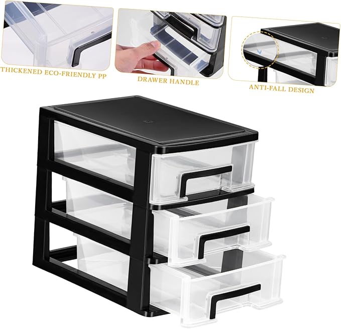 Clear Desktop Drawer Storage Organizer Rack Three-layer Transparent Cabinet for Efficient Space Management for Makeup Office Supplies and Home Organization