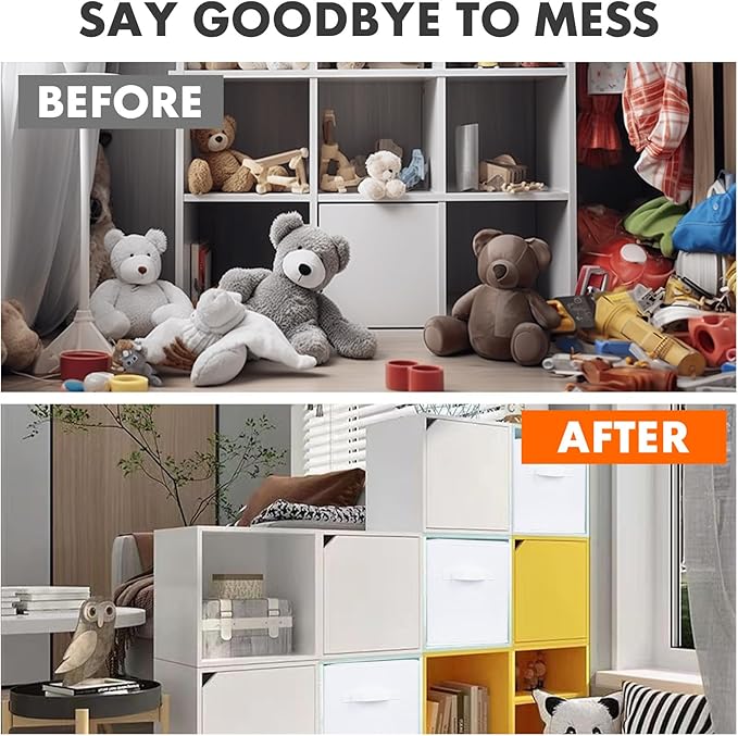 ShellKingdom Storage Bins, Foldable Fabric Storage Cubes and Cloth Organizer Drawer for Closet and Toys, 6 Pack (White)