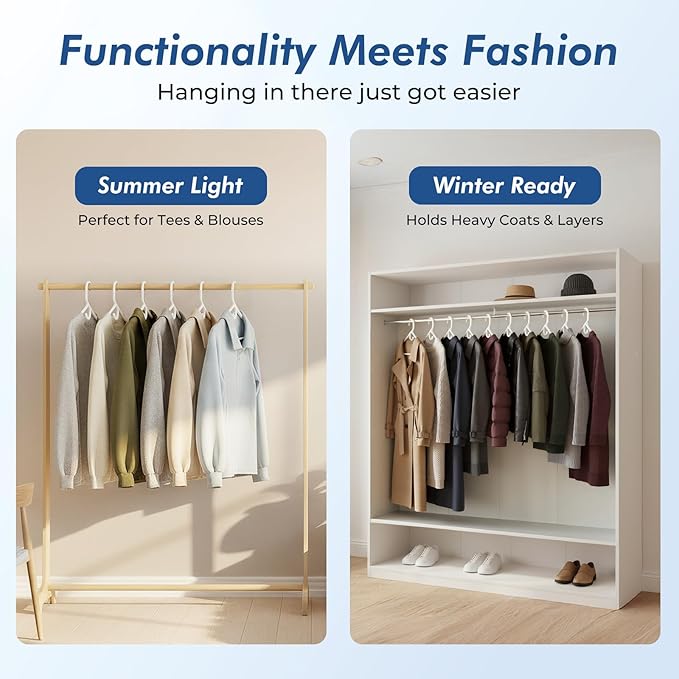 HOUSE DAY Quality Plastic Clothes Hangers 38 Pack – Super Heavy Duty 20lb Capacity Thick Strong Closet Hangers White for Adult Clothing – Durable for Coats, Jackets, Jeans, Pants