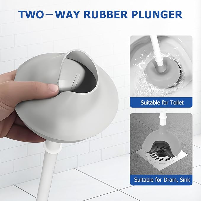 Toilet Brush and Plunger Set, 2 Packs Toilet Plungers for Bathroom Heavy Duty Toilet Bowl Brush and Holder Hidden Toilet Plunger and Brush Set for Deeply Cleaning (White)