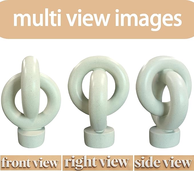 12" Modern Abstract Ring Decorative Sculpture, Knot Sculptures,Home Decor,Coffee Table Statues,Dining Living Room Desk Decor,Light Gray