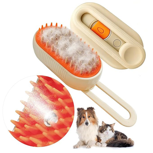 4-in-1 Steam Brush for Dogs & Cats - Pet Grooming Brush with Steam, Deshedding, Bath Spray & Massage, Professional Grooming Tool for Indoor Cats and Long/Short Hair Pets (Green)
