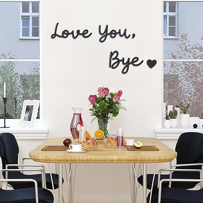 Love You Bye Wood Sign Above Door, Wooden Decor Sign for Home,Windows and Walls Art Decor (Black, Large size)