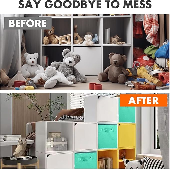 ShellKingdom Storage Bins, Foldable Fabric Storage Cubes and Cloth Organizer Drawer for Closet and Toys, 6 Pack (Mint Green)