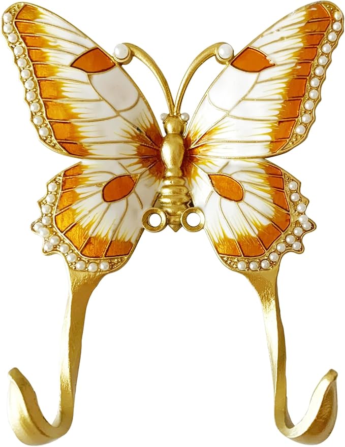 1 Pack Decorative Wall Hook, Vintage Butterfly Shaped Metal Wall Hook for Hanging Coats Clothes Keys Hats Towels