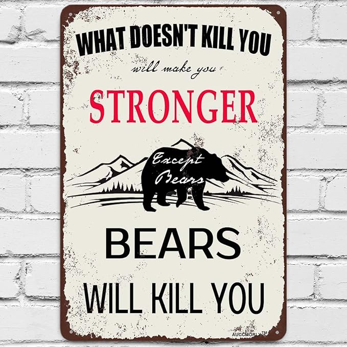 Aluminum Sign, Funny Bear Sign, Man Cave Decor, Vintage Metal Sign for Home Garage Room Bar Pub Club Cafe Decor 12"x16"