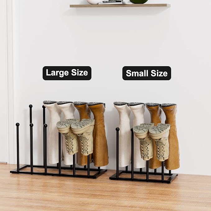 pickpiff Free Standing Shoe Racks - Black Metal Boot Rack, Shoe Organizer for Dorm Room, Closet, Entryway, Bedroom, Patio Outdoor, Hallway, Black Shoe Rack Organizer, Shoe Storage Fit for 4 Pairs