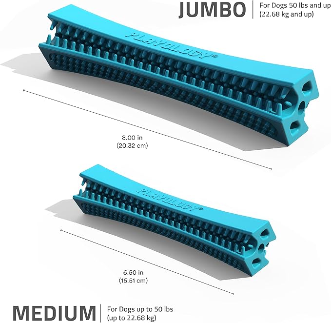 Playology Dog Toys | Dental Chew Stick Gentle on Gums | Medium Peanut Butter Scented Toy - Easy to Clean and Made from Non Toxic Materials