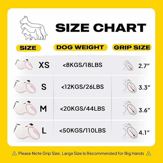 Fida Retractable Dog Leash X-Small Breed, 10 ft Durable Pet Walking Leash for Extra Small Dogs/Cats/Small Animals up to 18 lbs, 360° Tangle Free, White