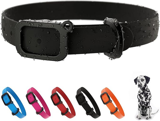 Waterproof Dog Collar - Durable, Comfortable and Adjustable Outdoor Dog Collar with Wear Resistant Buckle and ID Tag Ring for Medium Dogs by Nuvuq (Black, Medium)