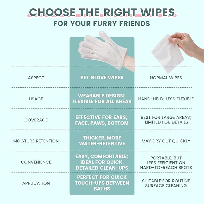 100 PCS Pet Glove Wipes for Paws and Butt Large Puppy Wipes for Dogs Face and Body Dog Wipes Cleaning Deodorizing Cat Wipes Cleaning Fur and Butt Doggie Wipes Doggy Wipes Bum Dog Ear Wipes