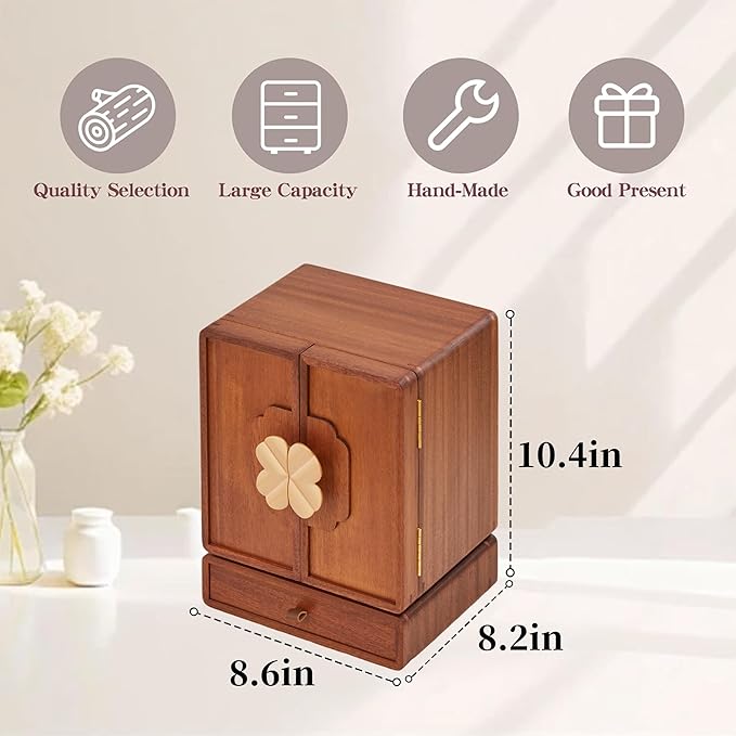 Jewelry Box for Women Wooden Jewelry Box Organizer With Drawers Jewelry Storage Organizer for Earring, Ring, Necklace, Bracelets