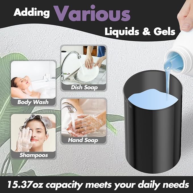 YIKHOM Automatic Liquid Soap Dispenser, Dish Soap Dispenser 8 Volume Control Adjustable, 15.37 oz/450mL Touchless Sanitizer Dispenser, Motion Sensor Soap Pump for Kitchen Bathroom, USB C Rechargeable