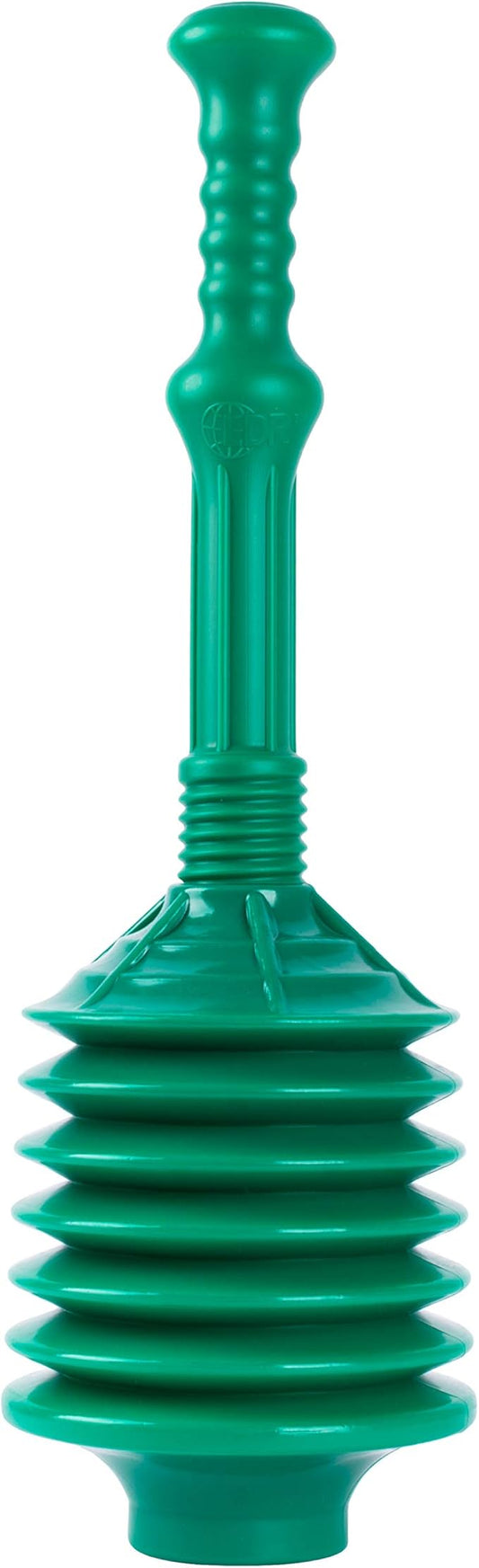 JS Jackson Supplies Professional Bellows Accordion Toilet Plunger, High Pressure Thrust Removes Heavy Duty Clogs from Clogged Bathroom Toilets, All Purpose Power Plungers for Bathrooms, Green