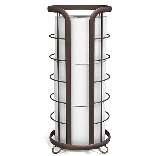 BROOKSTONE, Bronze Toilet Paper Holder, Freestanding Bathroom Tissue Organizer, Minimalistic Storage Solution, Modern & Stylish Design [Holds MEGA Rolls]