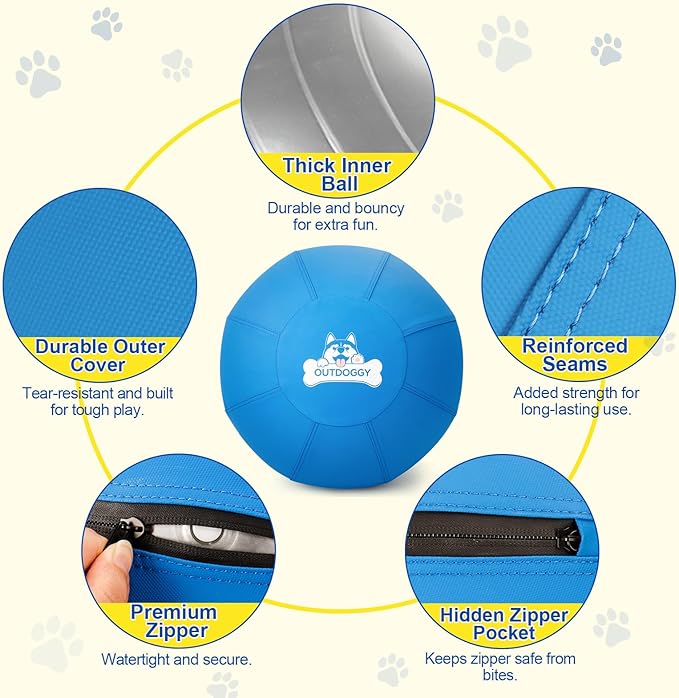 Herding Ball for Dogs 25 Inch - Dual-Layer Heavy Duty Herding Ball for Australian Shepherds, Border Collies & Cattle Dogs | Outdoor Herding Toy for Medium/Large Dogs - Backyard Training and Play-Blue